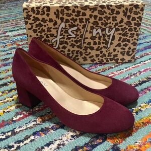 Final price 🎈 French Sole FS/NY Trance Wine Suede Pump Heels Shoes, size 8